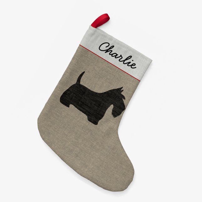Scottish Terrier Scottie Dog Silhouette Custom Small Christmas Stocking (Front (Hanging))