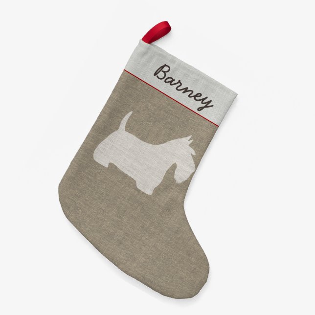 Scottish Terrier Scottie Dog Silhouette Holiday Small Christmas Stocking (Front (Hanging))