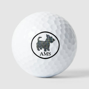 Scottish Terrier Scottie Dog Silhouette Y&B Grid Golf Balls