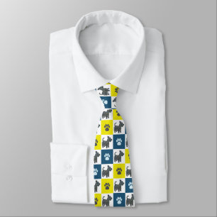Scottish Terrier Scottie Dog Silhouette YlnBlu Paw Tie