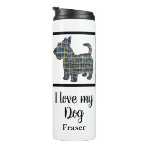 Scottish Terrier / Scottie Dog Y&B Grid Silhouette Thermal Tumbler