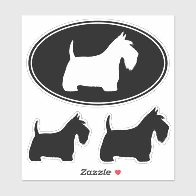 Scottish Terrier Scottie Dogs Vinyl Sticker Set (Sheet)