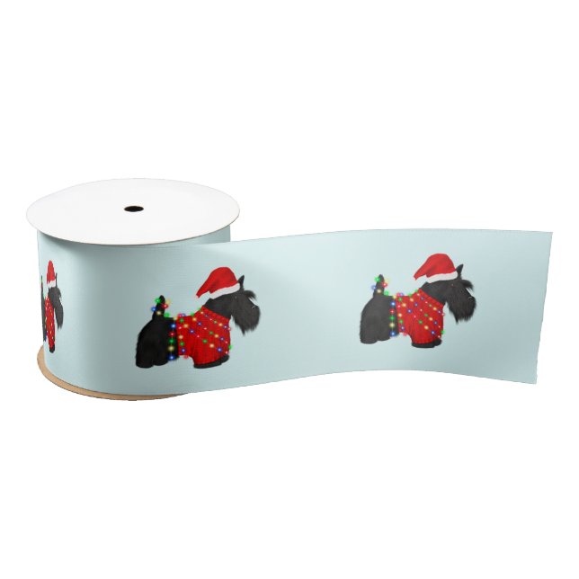 Scottish Terrier (Scotty Dog) Christmas Satin Ribbon (Spool)
