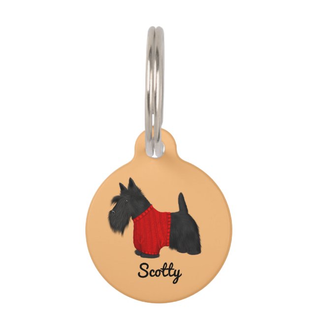 Scottish Terrier (Scotty Dog) in Sweater Pet Tag (Front)