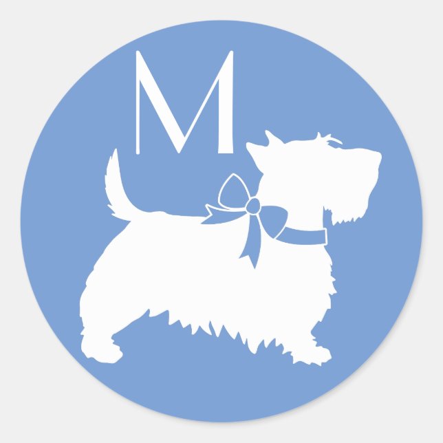 Scottish Terrier Scotty Dog Puppy Scottie Classic Round Sticker (Front)