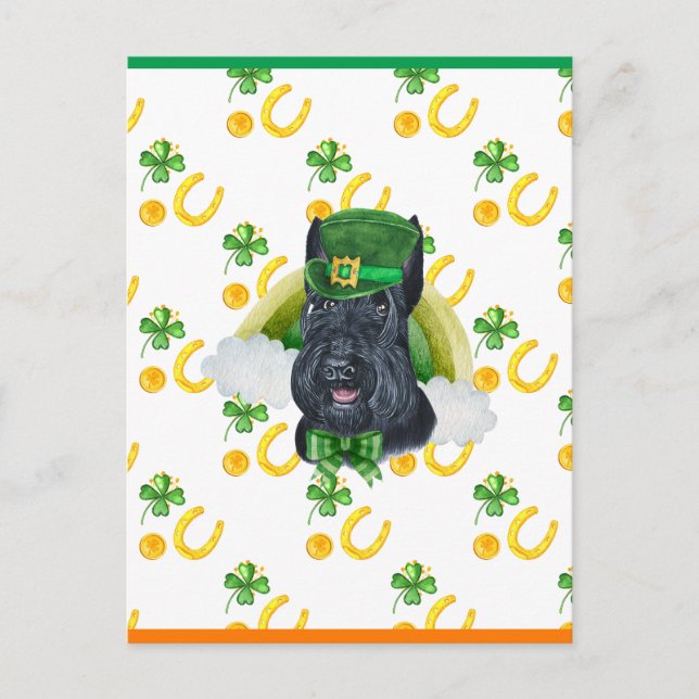 Scottish Terrier Shamrock St. Patricks Day Holiday Postcard (Front)