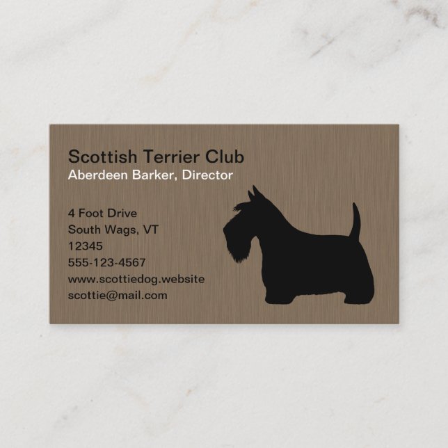 Scottish Terrier Silhouette | Black Scottie Dog Business Card (Front)