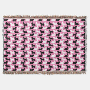Scottish Terrier silhouette, black/white dog Throw Blanket