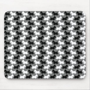 Scottish Terrier silhouette, black/white/grey Mouse Mat
