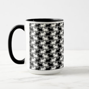 Scottish Terrier silhouette, black/white/grey Mug
