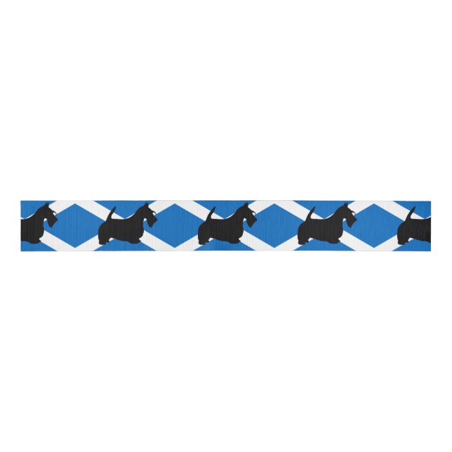 scottish terrier silhouette Scotland flag.png Grosgrain Ribbon (Front)