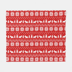 Scottish Terrier Silhouettes Christmas Pattern Fleece Blanket