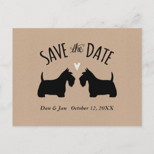 Scottish Terrier Silhouettes Wedding Save the Date Announcement Postcard