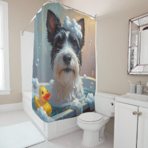Scottish Terrier Sloppy Sleepy Cute Funny  Shower Curtain