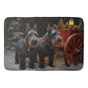 Scottish Terrier Snowy Sleigh Christmas Decor Bath Mat
