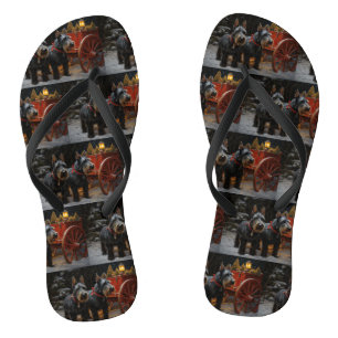 Scottish Terrier Snowy Sleigh Christmas Decor  Flip Flops