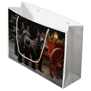Scottish Terrier Snowy Sleigh Christmas Decor Large Gift Bag