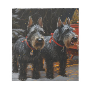 Scottish Terrier Snowy Sleigh Christmas Decor Notepad