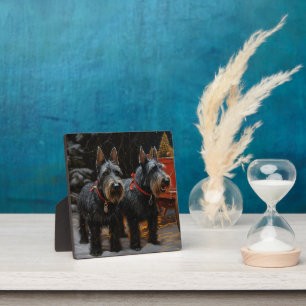 Scottish Terrier Snowy Sleigh Christmas Decor  Plaque