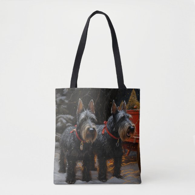 Scottish Terrier Snowy Sleigh Christmas Decor  Tote Bag (Front)