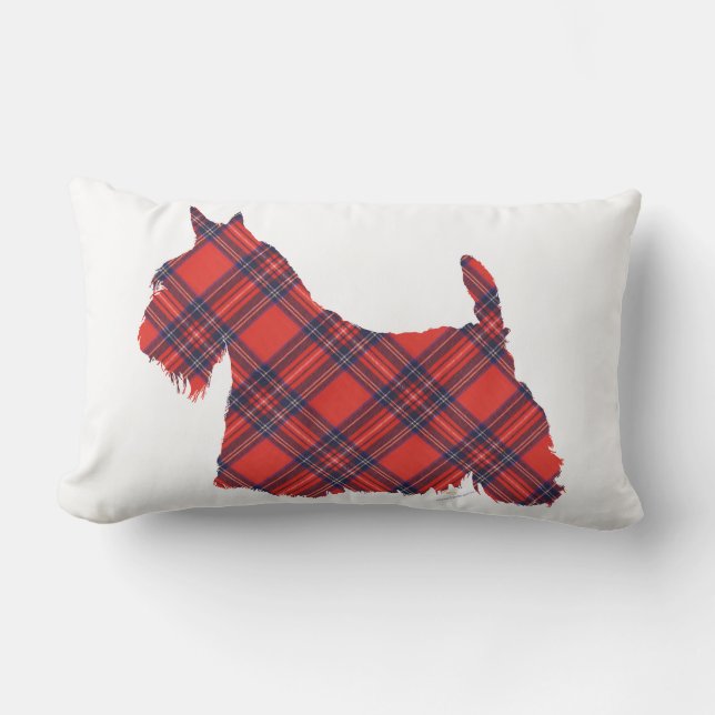 Scottish Terrier Stewart Tartan Lumbar Cushion (Front)