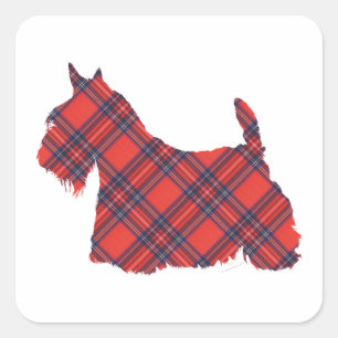 Scottish Terrier Stewart Tartan Square Sticker