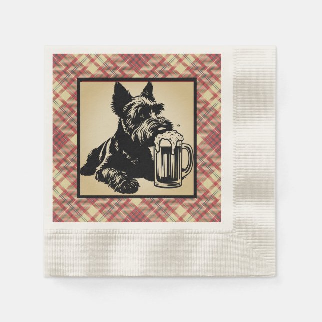 Scottish Terrier Tartan Plaid Earthtones Napkin (Front)