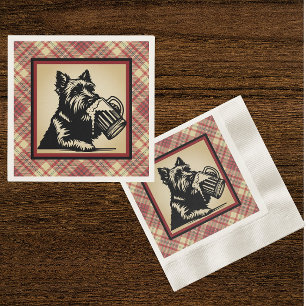 Scottish Terrier Tartan Plaid Earthtones Napkin