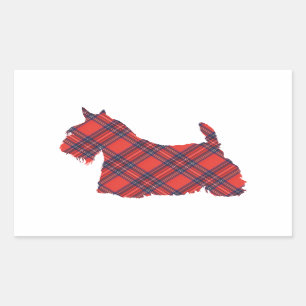 Scottish Terrier Tartan Silhouette Rectangular Sticker