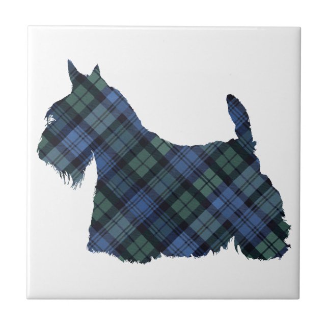 Scottish Terrier Tartan Silhouette Tile (Front)
