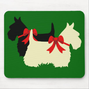Scottish Terrier/terriers silhouette, Island green Mouse Mat