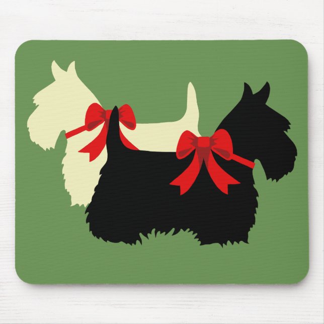 Scottish Terrier/terriers silhouette, Island green Mouse Mat (Front)