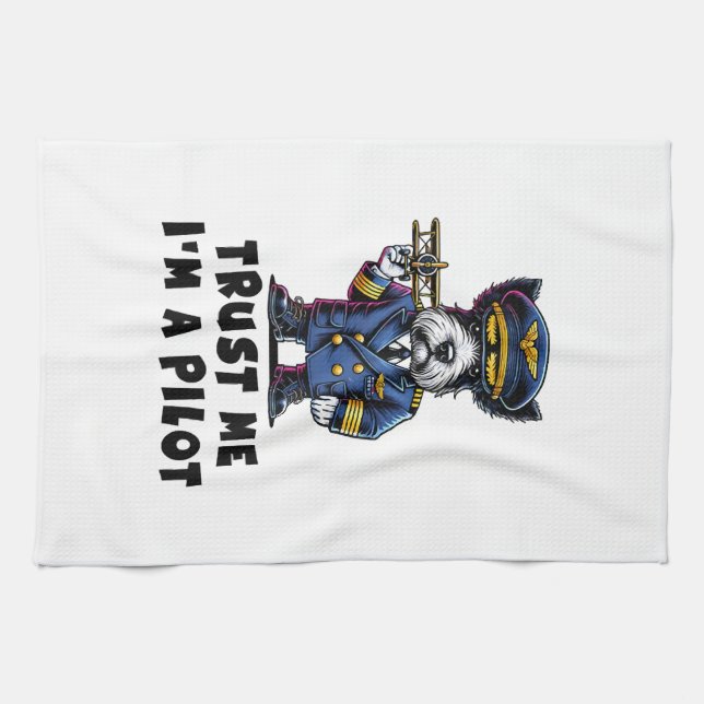 Scottish Terrier Trust Me I Am A Pilot Tea Towel (Horizontal)