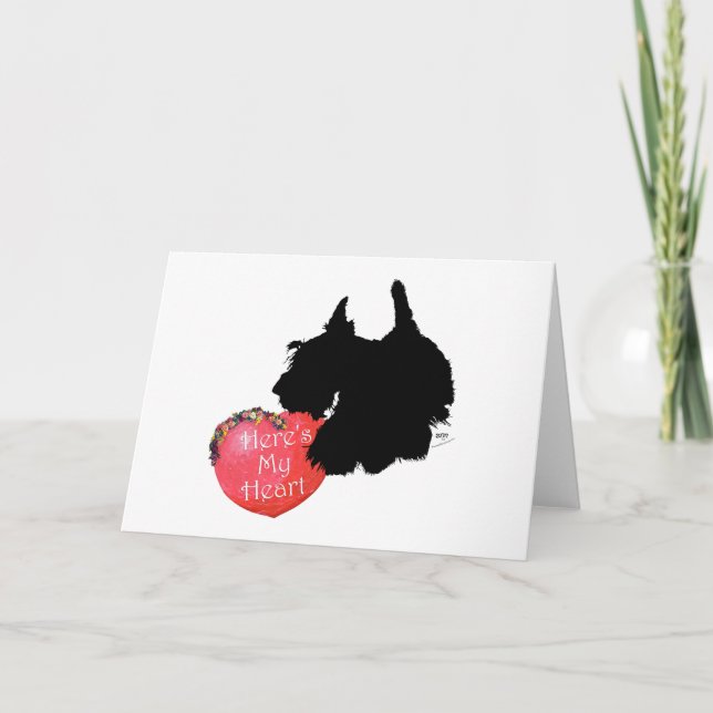Scottish Terrier Valentine Holiday Card (Front)