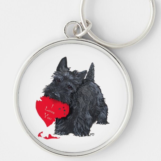 Scottish Terrier Valentine Key Ring (Front)