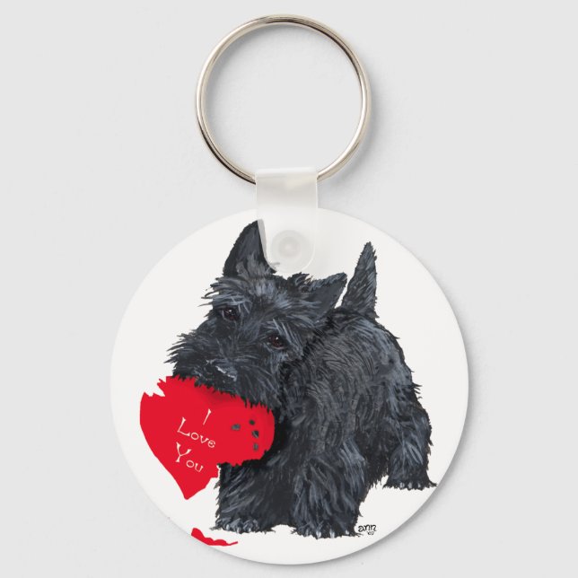 Scottish Terrier Valentine Key Ring (Front)
