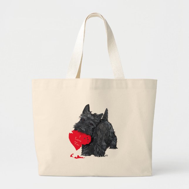 Scottish Terrier Valentine Large Tote Bag (Front)