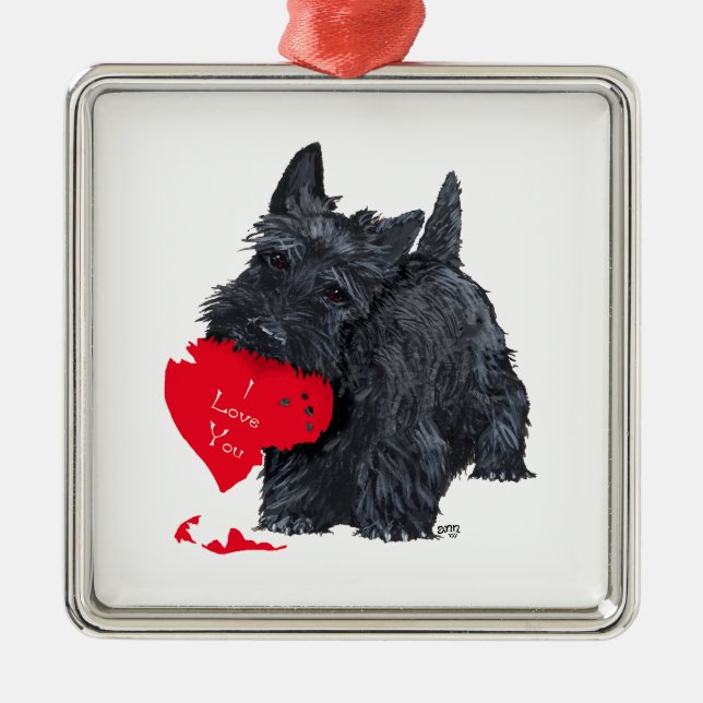 Scottish Terrier Valentine Metal Tree Decoration (Front)
