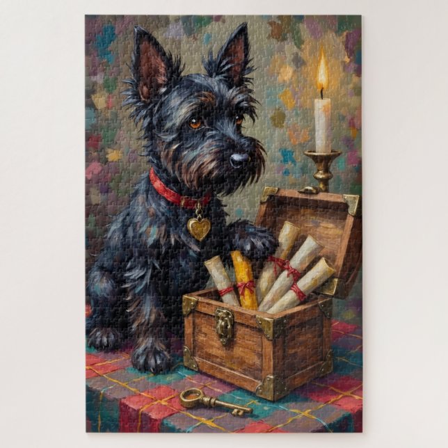 Scottish Terrier Valentine's Day Secret Love Chest Jigsaw Puzzle (Vertical)