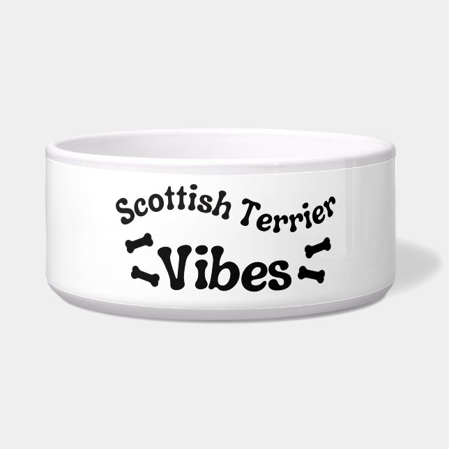 Scottish Terrier Vibes Ceramic Dog Bowl (Left)