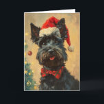 Scottish Terrier Vintage personalised Christmas Holiday Card<br><div class="desc">"Capture the festive spirit with our Christmas card design featuring an adorable Scottish Terrier donning a charming Santa hat. This endearing image is sure to warm hearts and bring joy to your holiday greetings."</div>