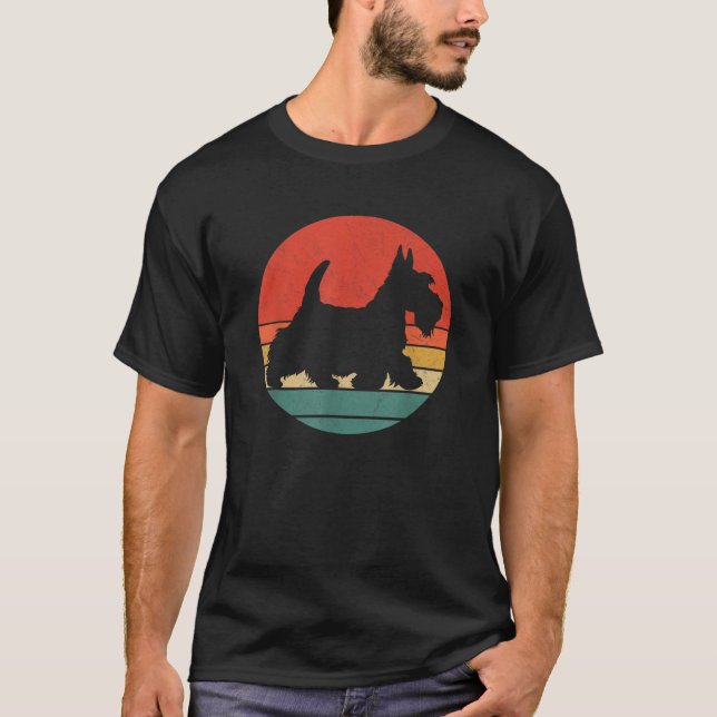 Scottish Terrier Vintage Silhouette Retro Scottie  T-Shirt (Front)