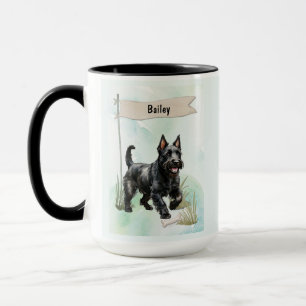 Scottish Terrier Watercolor Personalised Dog Mug