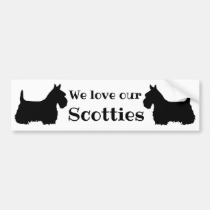 Scottish Terrier, We love our Scotties, 2 Scotties Bumper Sticker