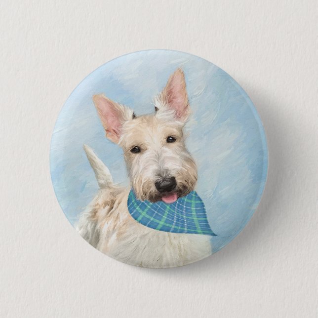 Scottish Terrier Wheaten Dog Painting Original Art 6 Cm Round Badge (Front)