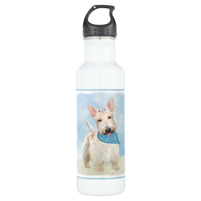 Scottish Terrier Wheaten Dog Painting Original Art 710 Ml Water Bottle (Front)
