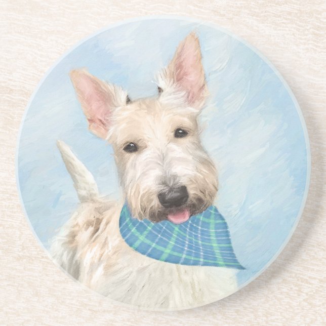 Scottish Terrier Wheaten Dog Painting Original Art Coaster (Front)