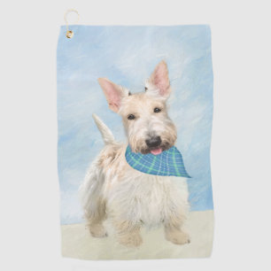 Scottish Terrier Wheaten Dog Painting Original Art Golf Towel