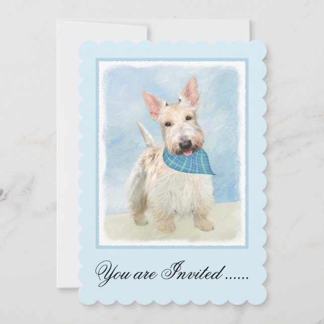 Scottish Terrier Wheaten Dog Painting Original Art Invitation (Front)