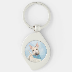 Scottish Terrier Wheaten Dog Painting Original Art Key Ring